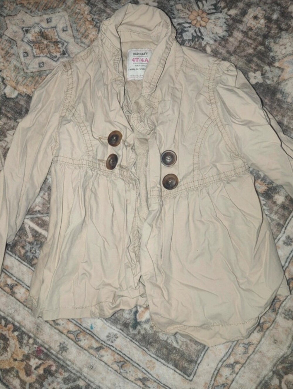 Old Navy Beige Ruffle-Trim Button Jacket